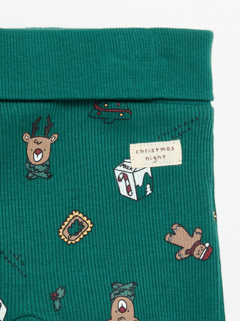 Ensemble de Noël 2 pièces - Body à manches longues + legging Vert - Kiabi