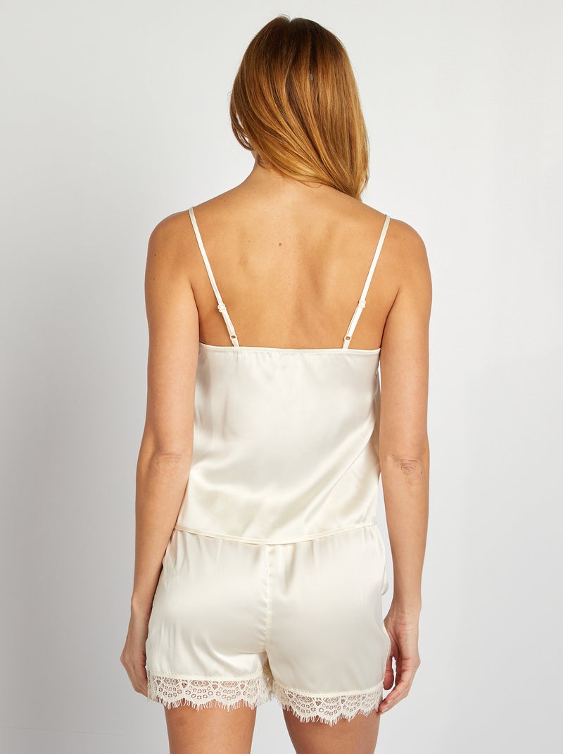 Ensemble de nuit débardeur + short en satin - 2 pièces beige - Kiabi