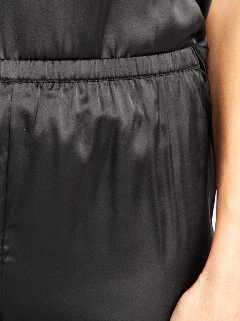 Ensemble de nuit débardeur + short en satin - 2 pièces noir - Kiabi