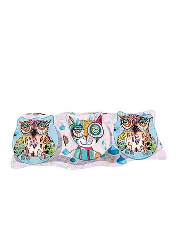 Ensemble de petites Coupelles en verre Chouette et chat