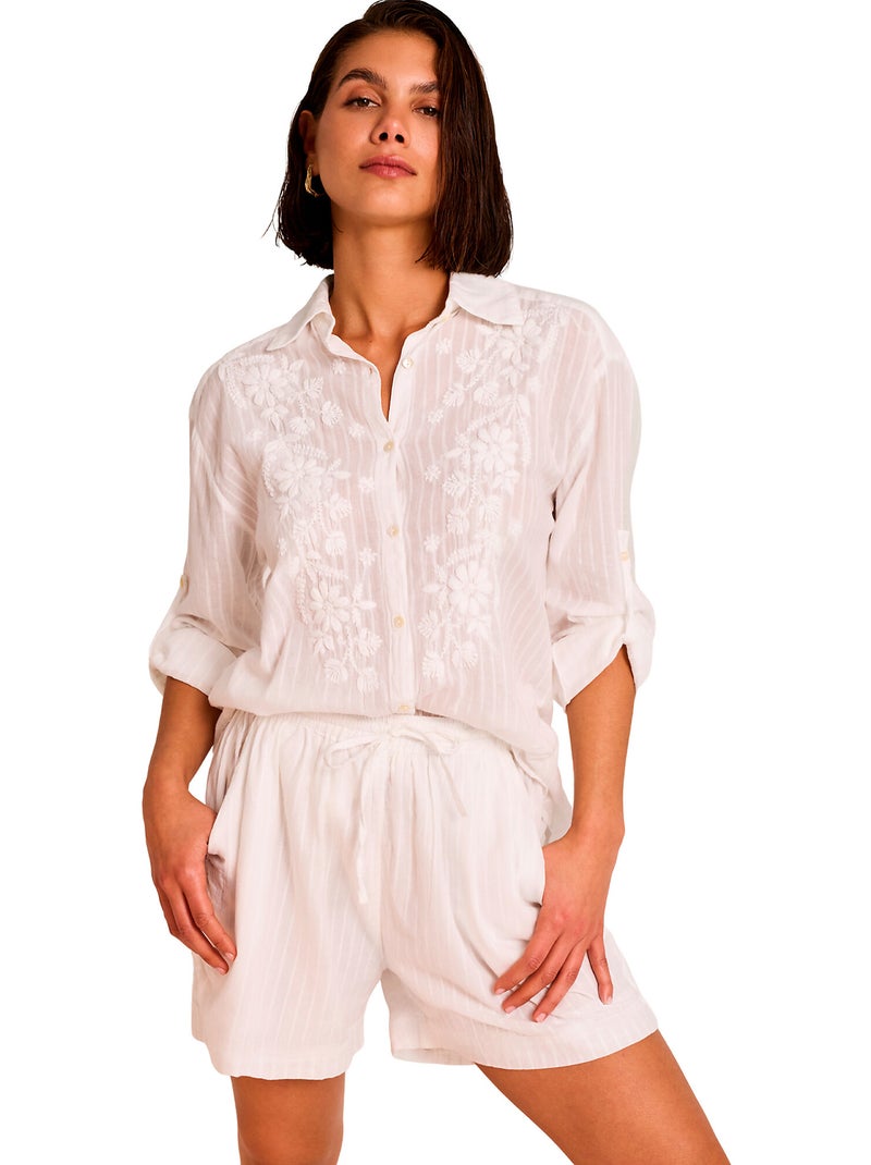 Ensemble de plage brodé short chemise COMPLEMENTOS Blanc - Kiabi