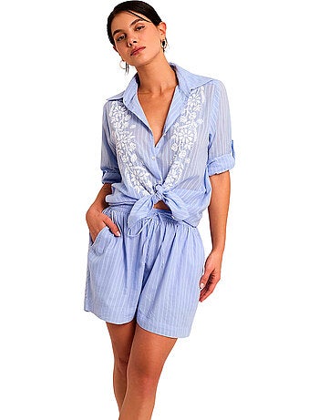 Ensemble de plage brodé short chemise COMPLEMENTOS