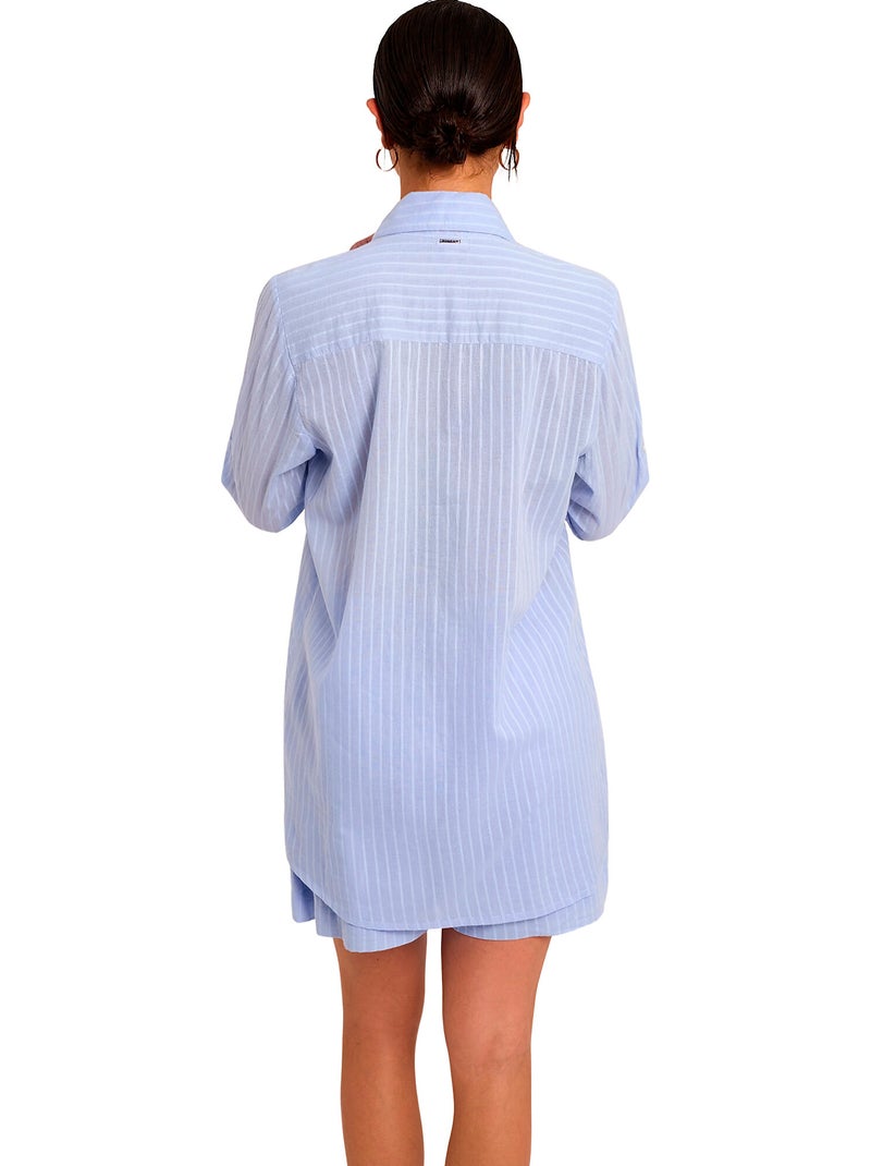 Ensemble de plage brodé short chemise COMPLEMENTOS Bleu ciel - Kiabi