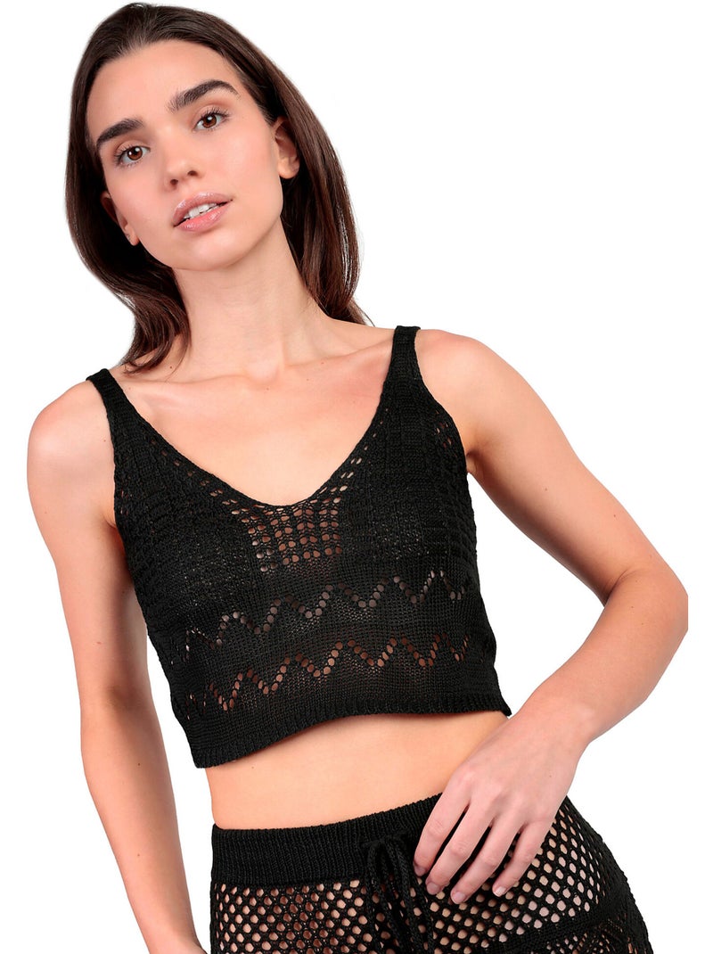Ensemble de plage crochet top et jupe courte Total Look Noir - Kiabi
