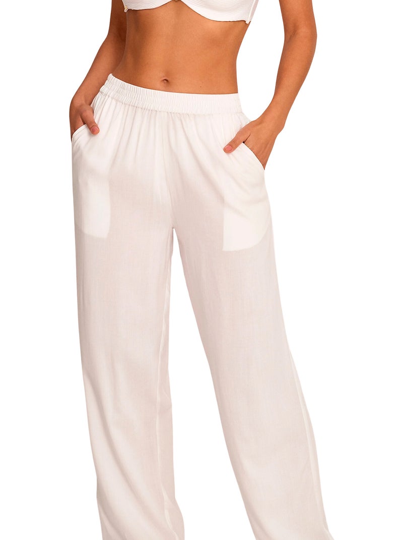 Ensemble de plage pantalon gilet long ouvert NAUTILUS Blanc - Kiabi