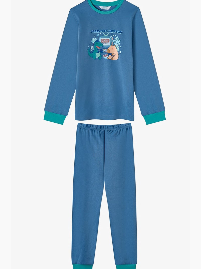 Ensemble de pyjama à manches longues capy&dino together garçon penti Bleu Orange - Kiabi