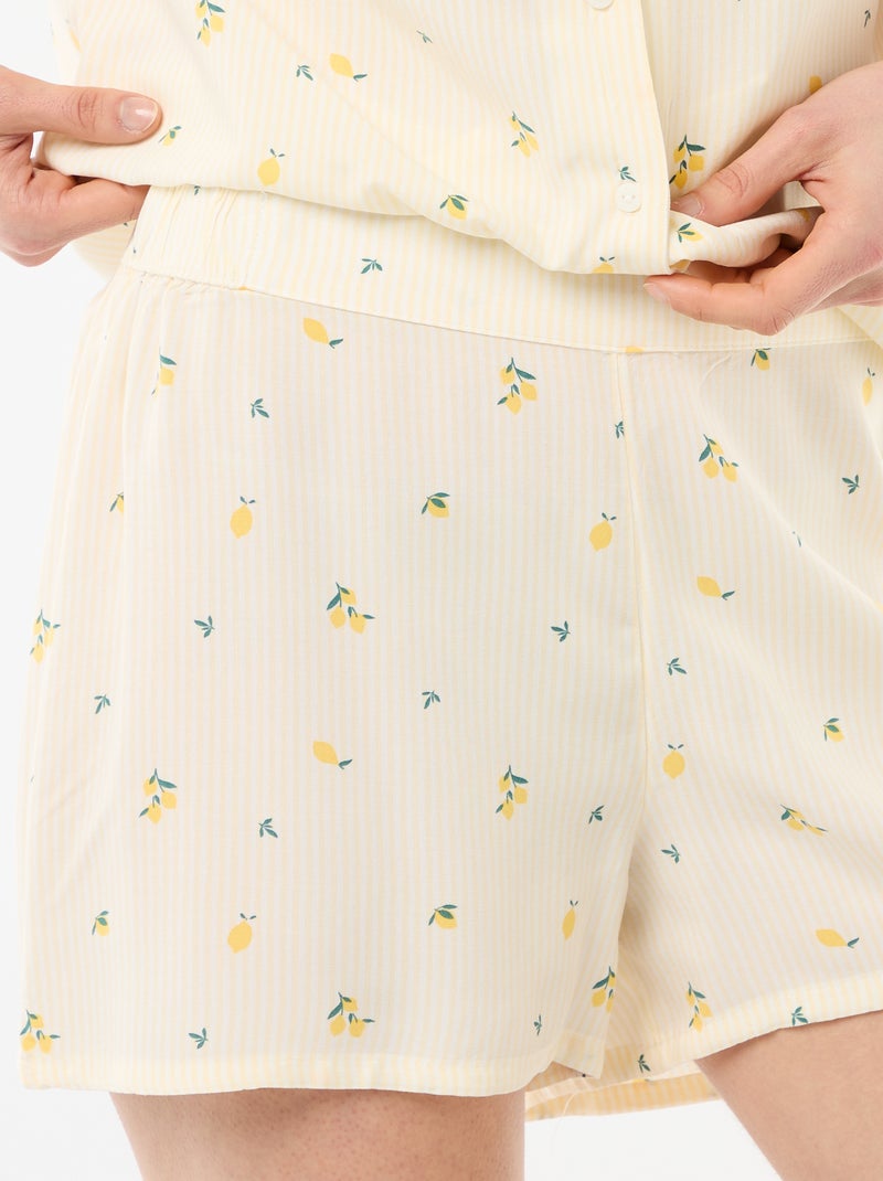 Ensemble de pyjama all-over rayé haut + short Jaune - Kiabi