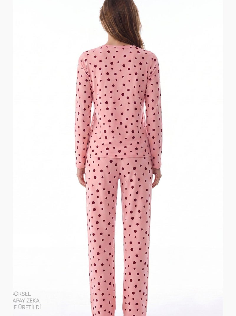Ensemble de pyjama berry à pois et manches longues penti Rose - Kiabi
