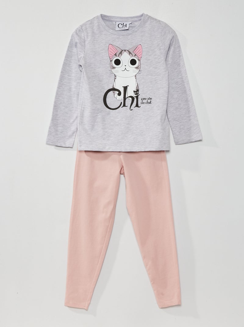 Ensemble de pyjama 'chat' Rose/Gris - Kiabi