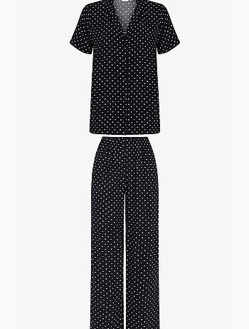 Ensemble de pyjama chemise et pantalon à manches courtes, motif pois penti