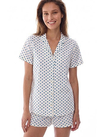 Ensemble de pyjama chemise et short à pois, manches courtes penti