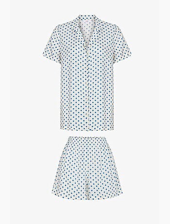 Ensemble de pyjama chemise et short à pois, manches courtes penti