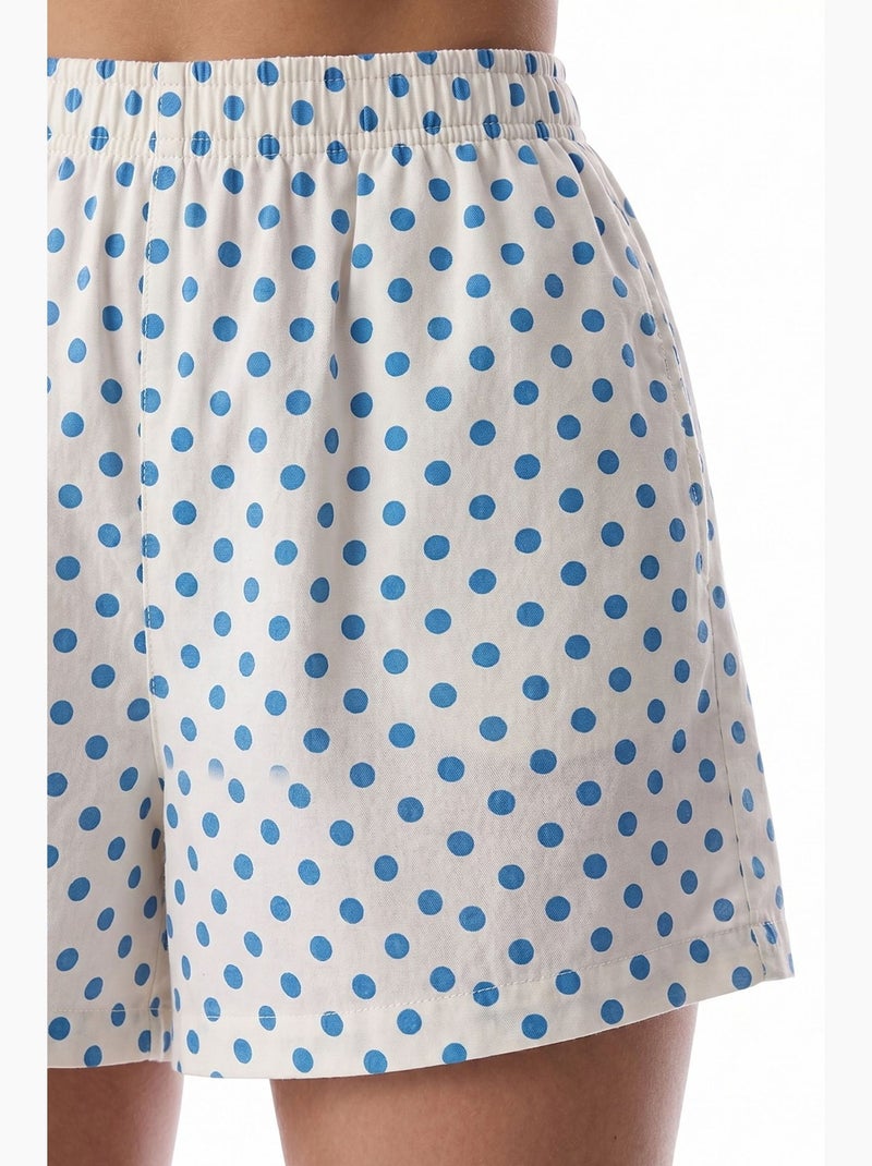 Ensemble de pyjama chemise et short à pois, manches courtes penti Blanc cassé - Kiabi