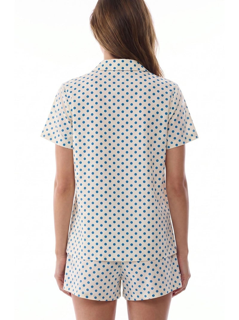 Ensemble de pyjama chemise et short à pois, manches courtes penti Blanc cassé - Kiabi