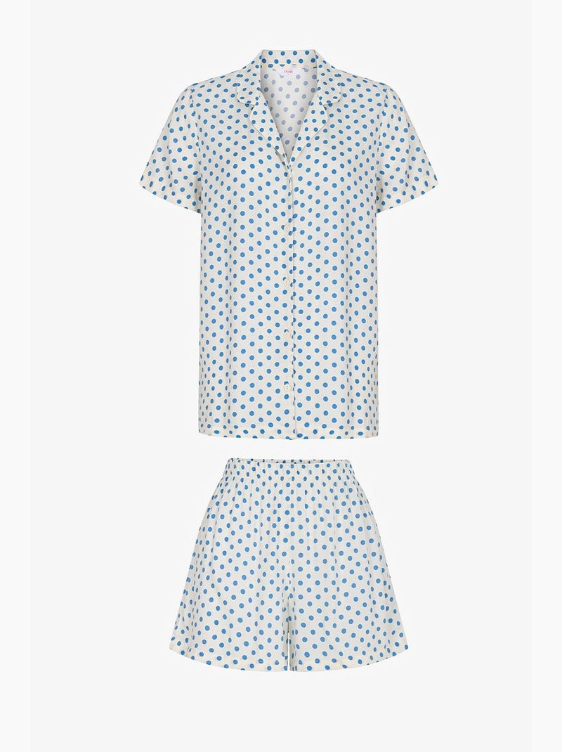 Ensemble de pyjama chemise et short à pois, manches courtes penti Blanc cassé - Kiabi
