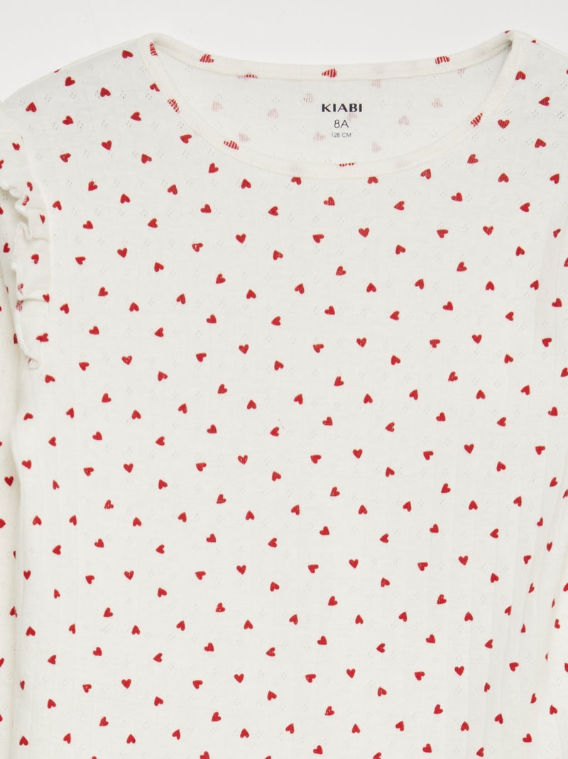 Ensemble de pyjama 'cœur' - 2 pièces Blanc/rouge - Kiabi