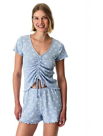 Ensemble de pyjama coralie pointel crunchy à motif floral, manches courtes et short penti