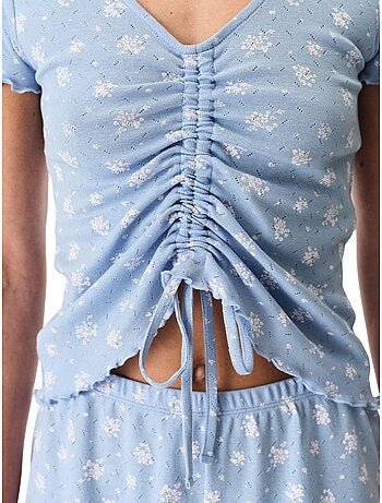 Ensemble de pyjama coralie pointel crunchy à motif floral, manches courtes et short penti