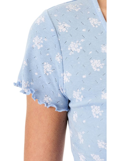 Ensemble de pyjama coralie pointel crunchy à motif floral, manches courtes et short penti - Kiabi Ensemble de pyjama coralie pointel crunchy à motif floral, manches courtes et short penti - Kiabi