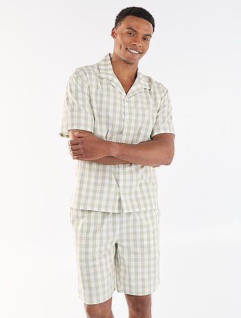 Ensemble de pyjama court à carreaux chemise + short - 2 pièces