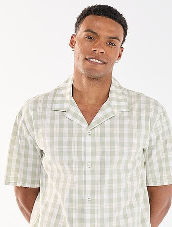 Ensemble de pyjama court à carreaux chemise + short - 2 pièces