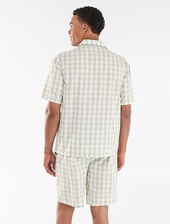 Ensemble de pyjama court à carreaux chemise + short - 2 pièces