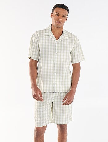 Ensemble de pyjama court à carreaux chemise + short - 2 pièces
