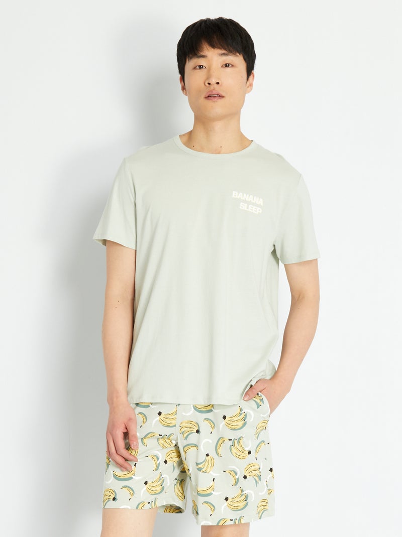 Ensemble de pyjama court 'banane' Vert/jaune - Kiabi