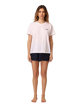 Ensemble de pyjama court femme Blanc et Navy Fila