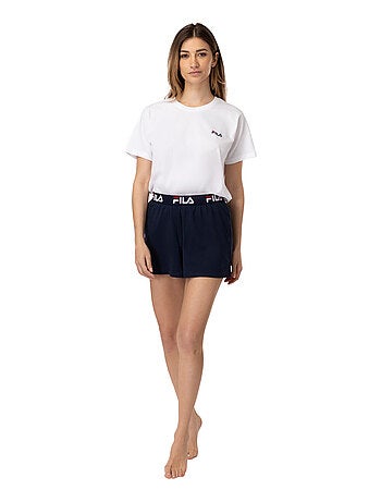 Ensemble de pyjama court femme Blanc et Navy Fila