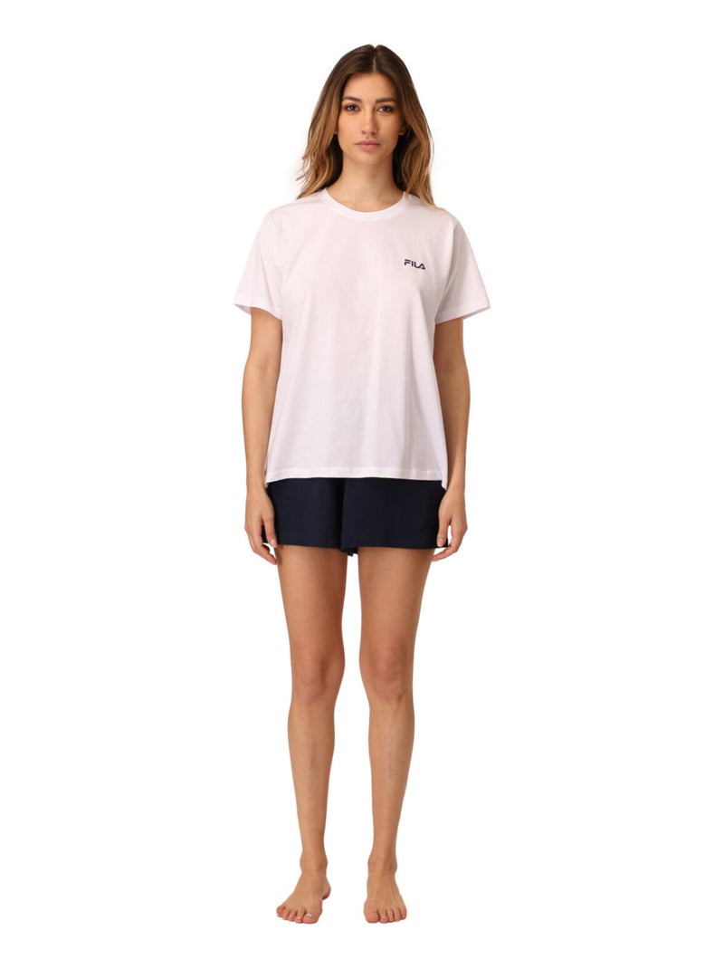 Ensemble de pyjama court femme Blanc et Navy Fila Blanc - Kiabi
