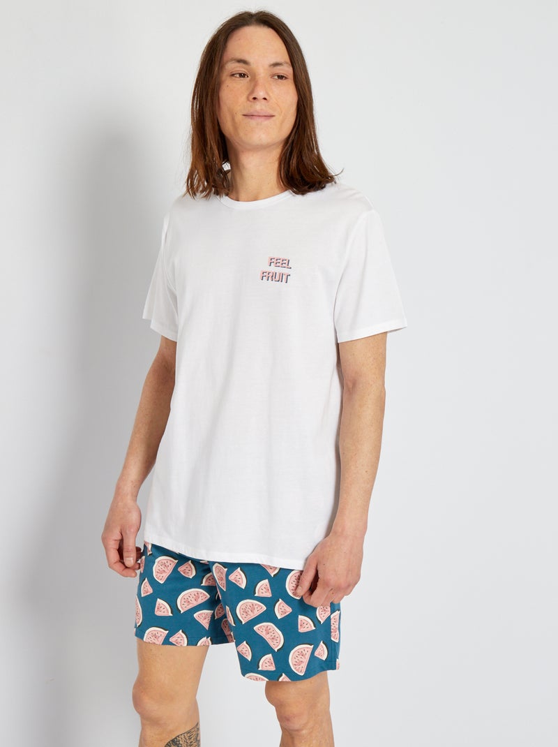 Ensemble de pyjama court 'pastèque' Blanc/bleu rose - Kiabi