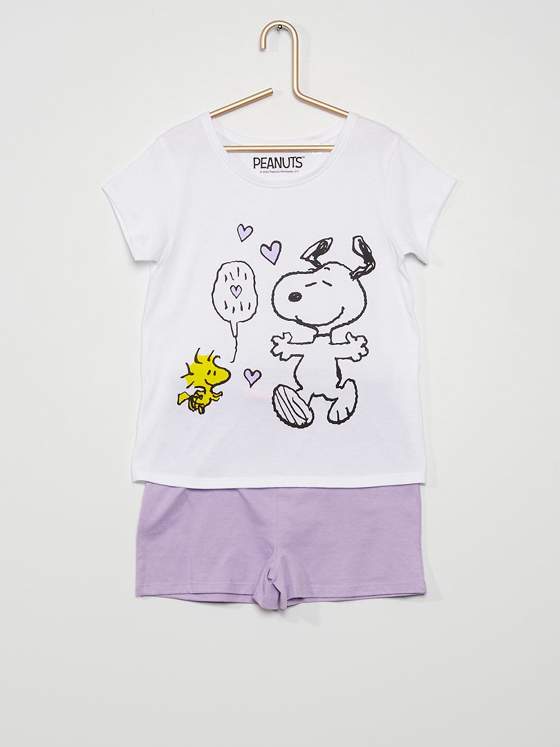 Ensemble de pyjama court 'Snoopy' blanc/violet - Kiabi
