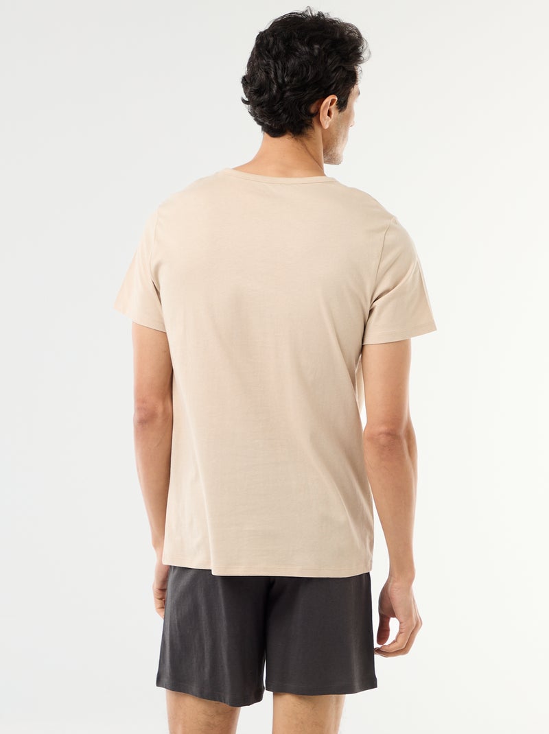 Ensemble de pyjama court t-shirt + short - 2 pièces Beige - Kiabi