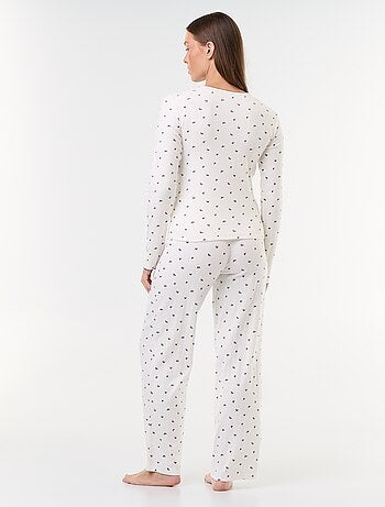 Ensemble de pyjama de Noël en maille pointelle + gilet effet moutonné - 3 pièces