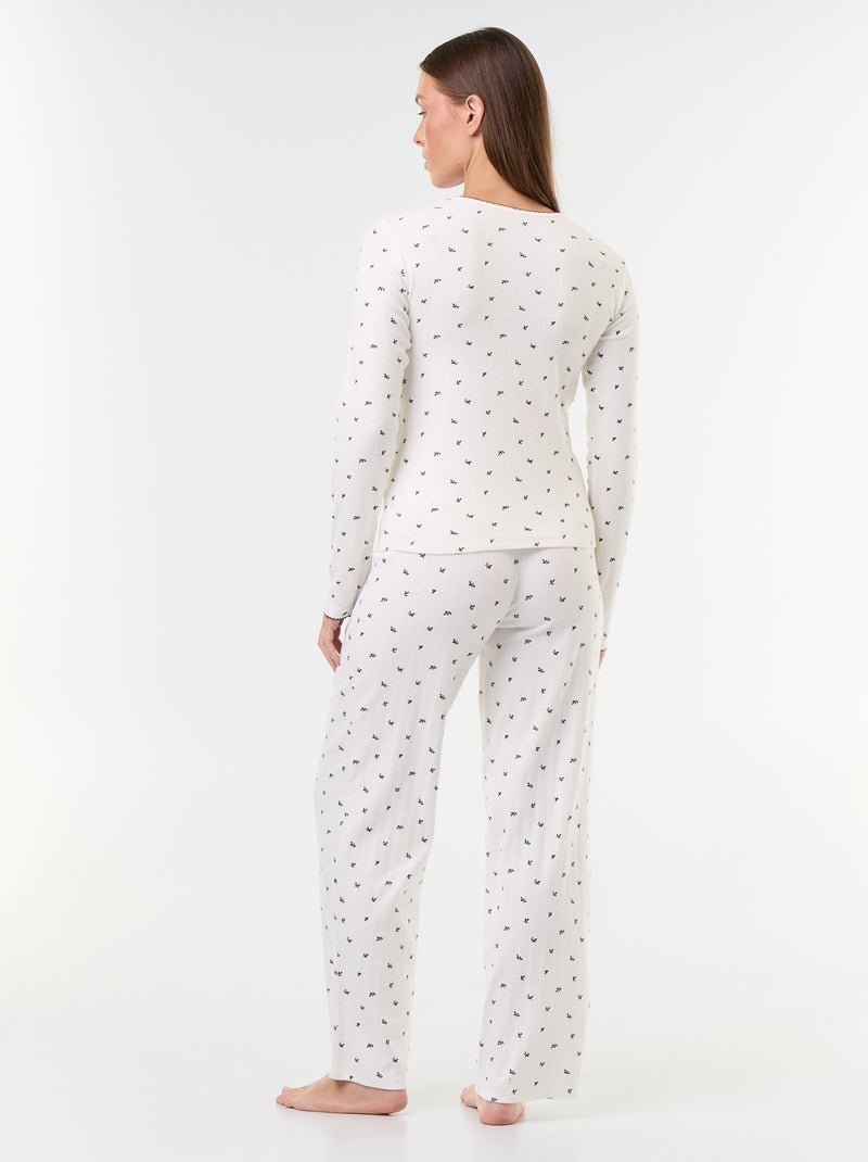 Ensemble de pyjama de Noël en maille pointelle + gilet effet moutonné - 3 pièces Blanc - Kiabi