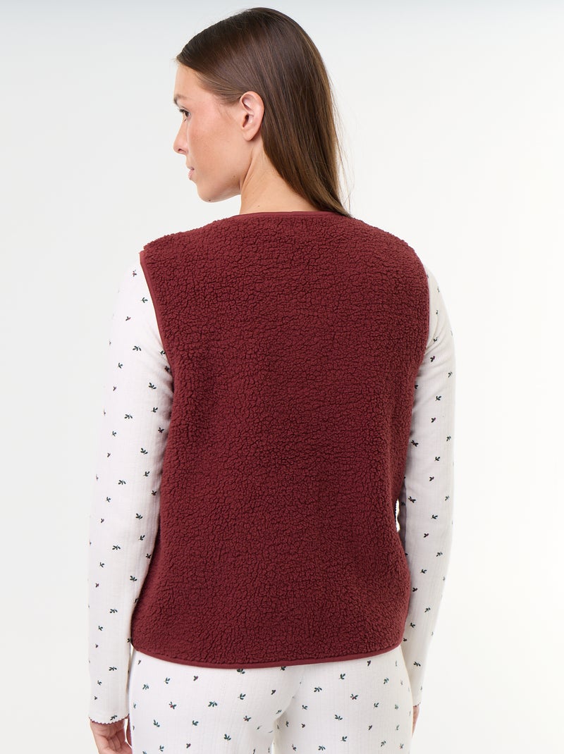 Ensemble de pyjama de Noël en maille pointelle + gilet effet moutonné - 3 pièces Blanc - Kiabi