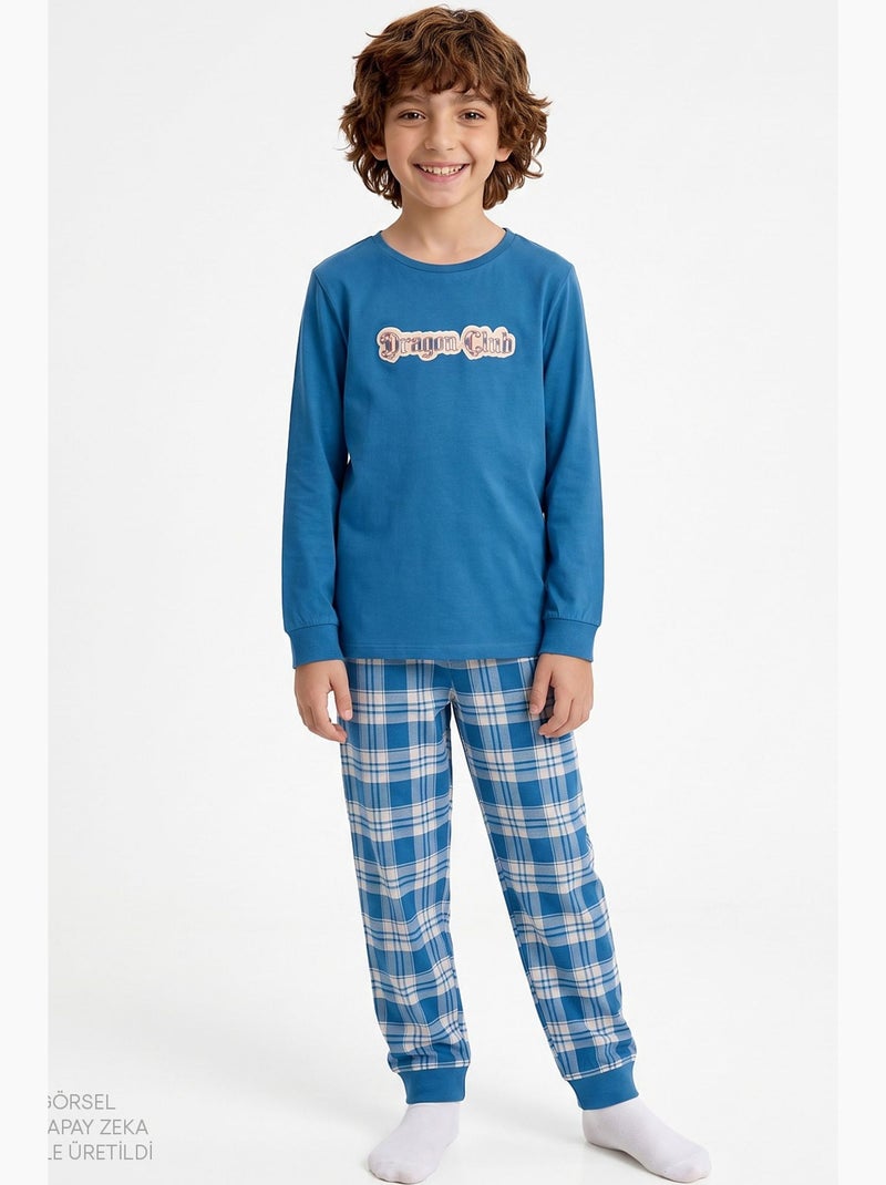 Ensemble de pyjama dragon club à manches longues penti Bleu Beige - Kiabi