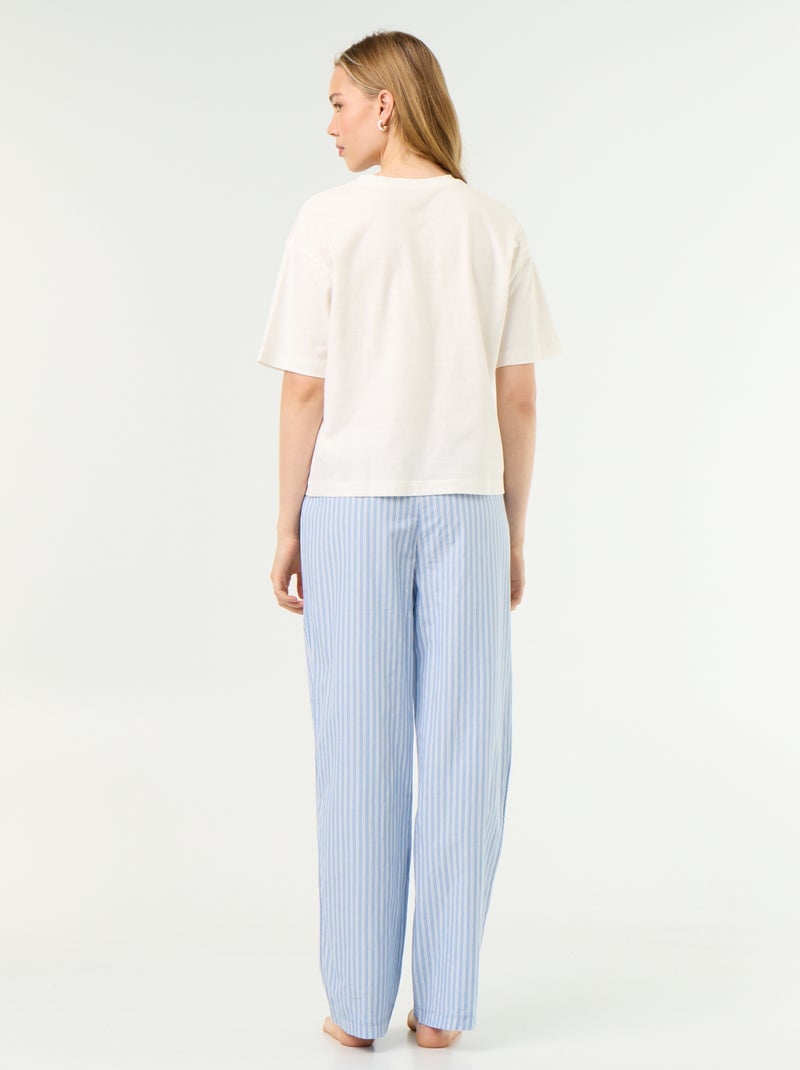 Ensemble de pyjama en coton - T-shirt + pantalon Bleu - Kiabi