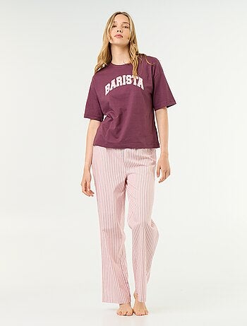 Ensemble de pyjama en coton - T-shirt + pantalon