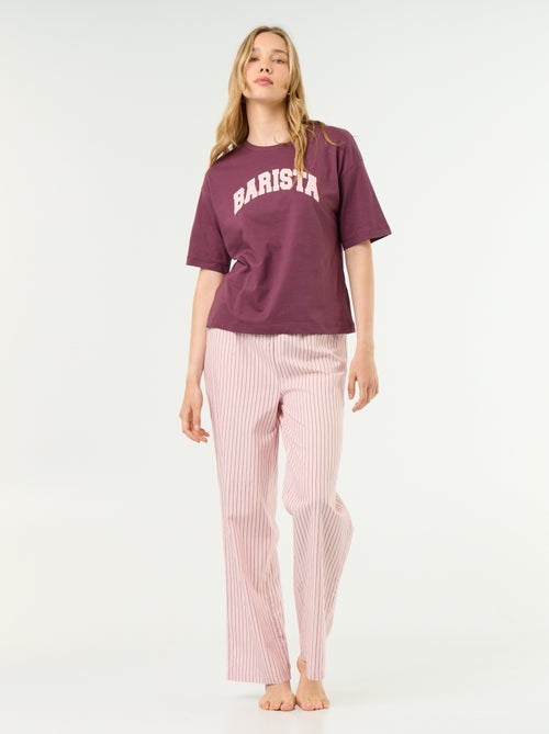 Ensemble de pyjama en coton - T-shirt + pantalon - Kiabi