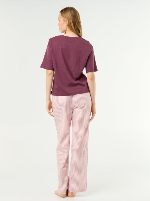 Ensemble de pyjama en coton - T-shirt + pantalon - Kiabi
