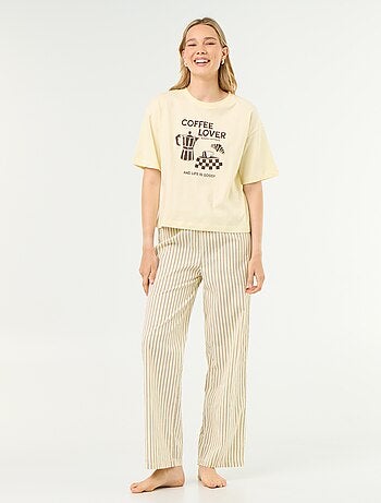 Ensemble de pyjama en coton - T-shirt + pantalon