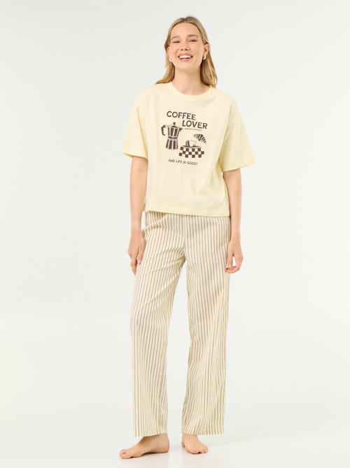 Ensemble de pyjama en coton - T-shirt + pantalon - Kiabi