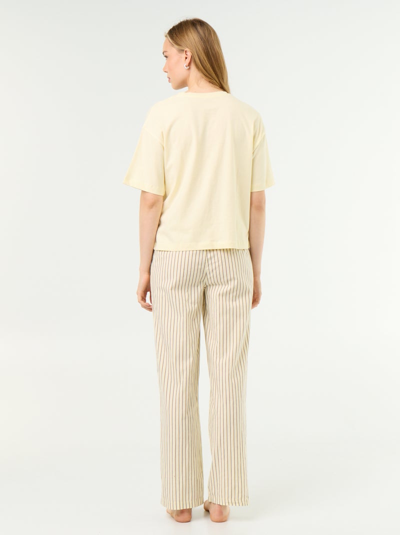 Ensemble de pyjama en coton - T-shirt + pantalon Jaune - Kiabi