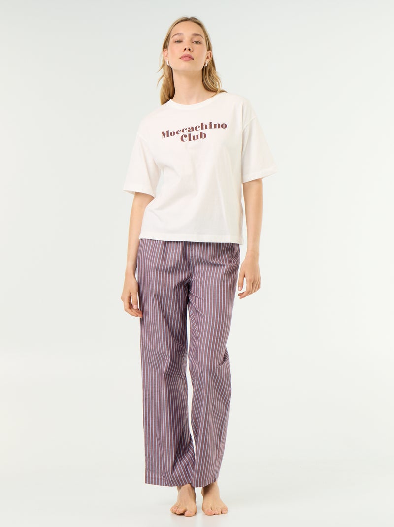 Ensemble de pyjama en coton - T-shirt + pantalon Marron - Kiabi
