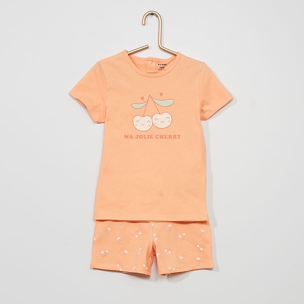 Ensemble De Pyjama En Coton Bebe Fille Corail Kiabi 6 00