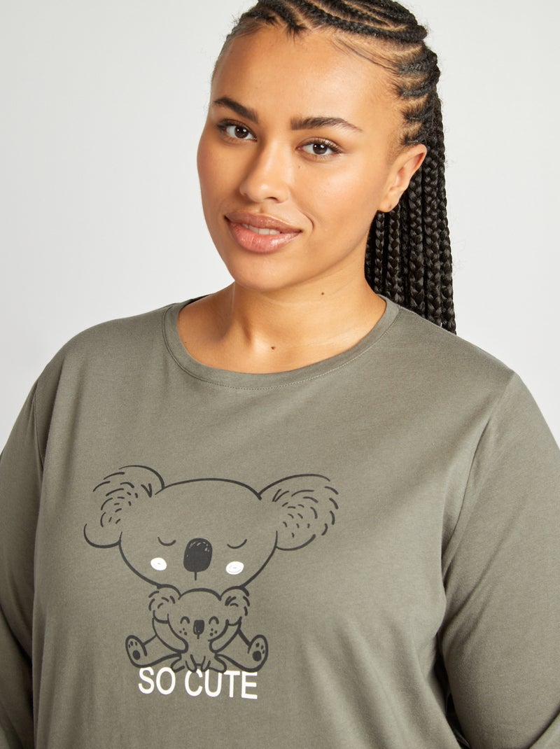 Ensemble de pyjama en jersey Kaki - Kiabi