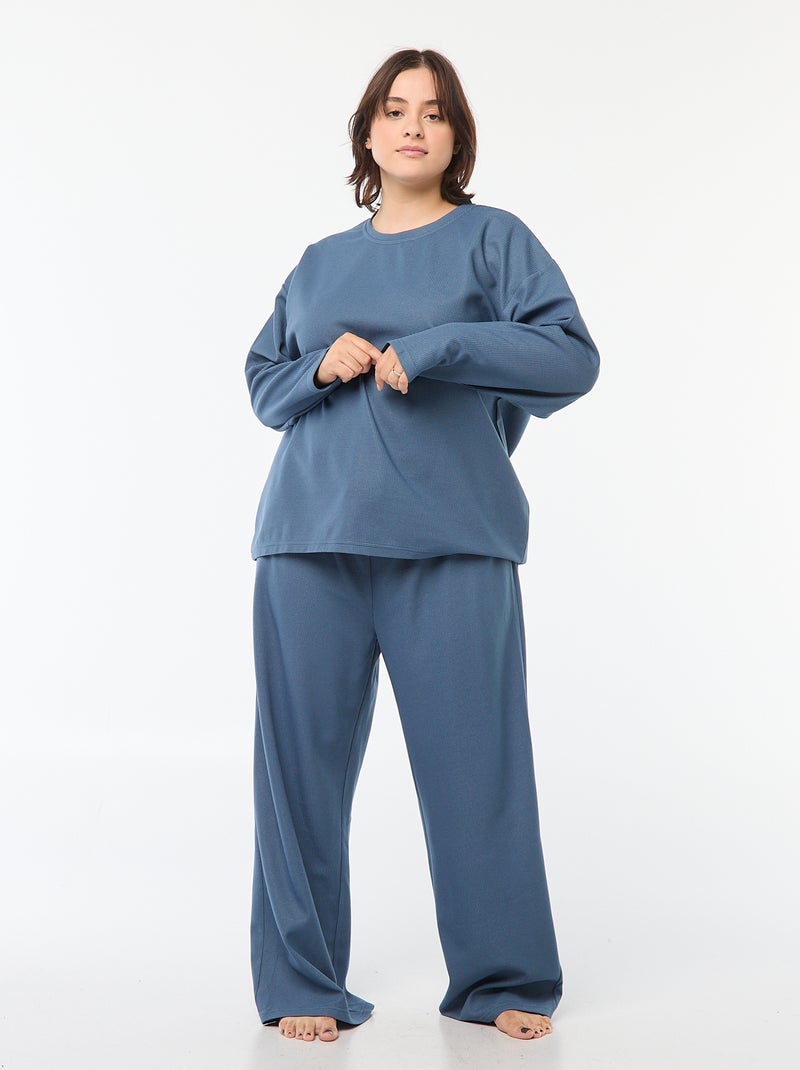 Ensemble de pyjama en maille gaufrée - 2 pièces Bleu - Kiabi