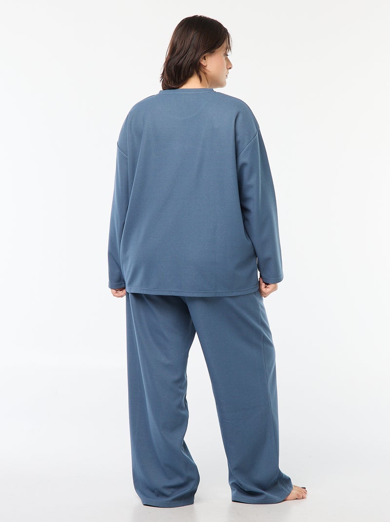 Ensemble de pyjama en maille gaufrée - 2 pièces Bleu - Kiabi
